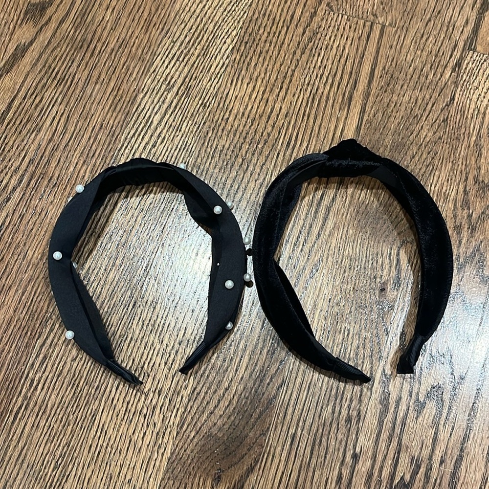 Little Girls Black Pearl Knotted Headbands Bundle Of 2